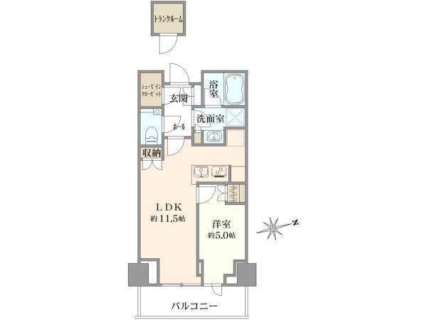 パークコート神宮北参道 ザ タワー:紹介住戸R6171672の実間取り(40.66㎡・1LDK)